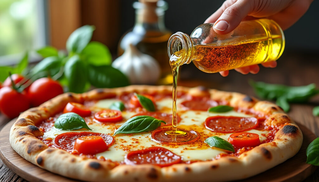 découvrez notre recette maison facile et savoureuse d'huile piquante pour pizza, parfaite pour relever vos plats en un instant.
