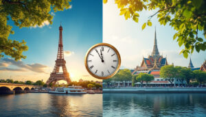 découvrez le décalage horaire entre la thaïlande et la france : 5 heures d’avance en été et 6 heures en hiver. organisez vos appels et vos voyages.