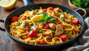 découvrez une fideuà au poulet facile et rapide à préparer : une recette savoureuse et conviviale, idéale pour régaler toute la famille.